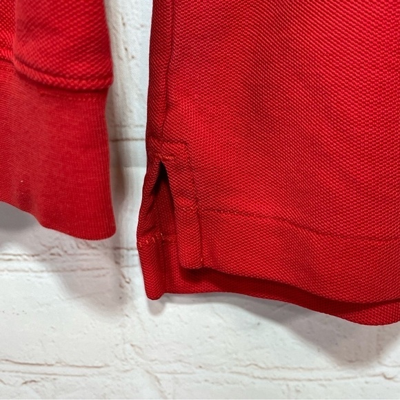 LL Bean Polo Shirt Mens Medium Regular Red Long Sleeve Rugby Collared - Picture 6 of 10
